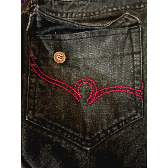 Y2K Rocawear Black Jeans Men W38 Hip Hop Thrashed Premium Quality Cotton Blend - Picture 7 of 12